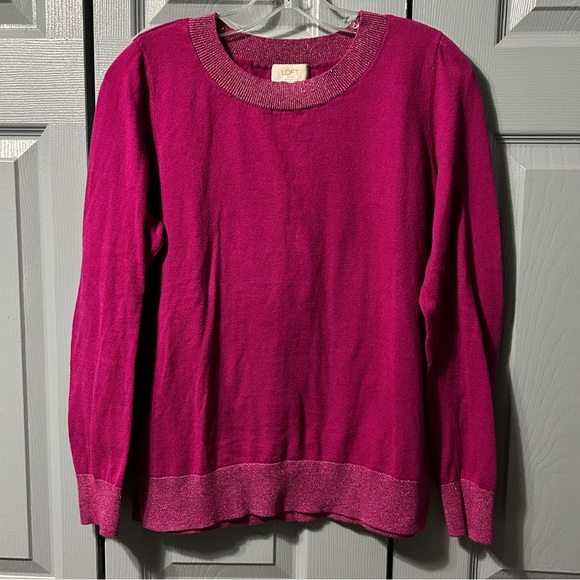 ‼️SOLD‼️ 🩷LOFT Outlet Fuschia Sweater🩷 - Picture 2 of 2